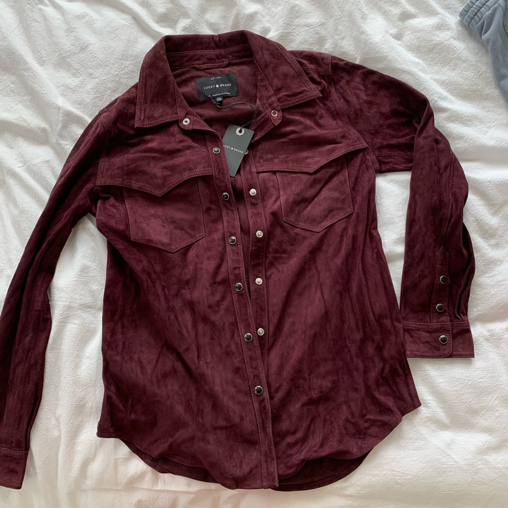 Lucky Brand dark purple trucker shirt jacket